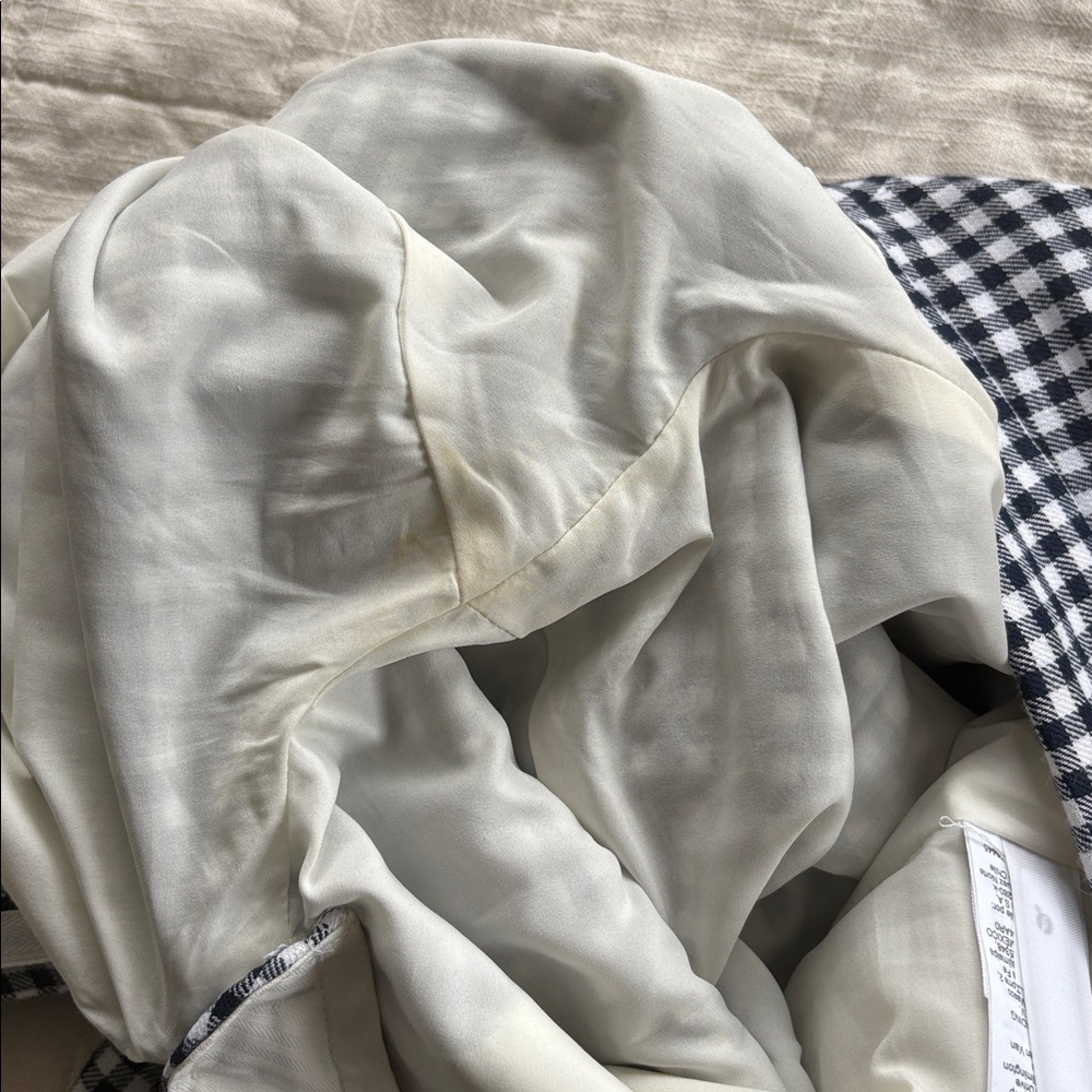 J. Crew Hayden Kickout Crop Pant Gingham Stretch Linen Navy Blue White. - Picture 5 of 5